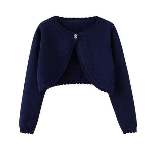 Image of Girls Bolero Cardigan Sweater Toddler Kids Long Sleeve Button Knit Shrug Cropped Cover Up Jacket Tops
