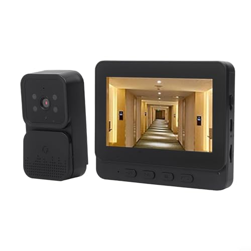 PureBowlic Timbre inalámbrico de video con pantalla IPS de 4.3 pulgadas, señal de largo alcance de 2.4G, intercomunicador bidireccional, grabación automática de fotos, soporte de tarjeta TF, para