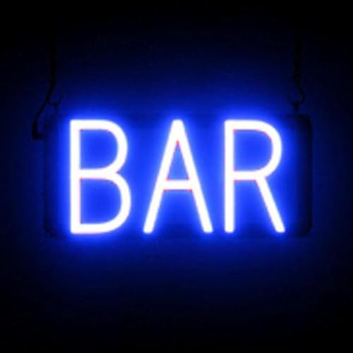 Image of SpellBrite LED Neon BAR Sign for Business - Blue, 13 inch x 6 inch | Ultra-Bright Click-Together Signage for Bars & Restaurants, with Visibility from 500 ft - 8 Animations, 6 Brightness Levels