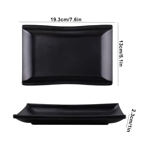 imposyu 8Stück Klein Dessertteller Eckig Servierplatte Rechteckig Servierteller Klein 19,3x12,7x2,3cm Schwarze Teller Eckig für Dessert, Vorspeisen Usw