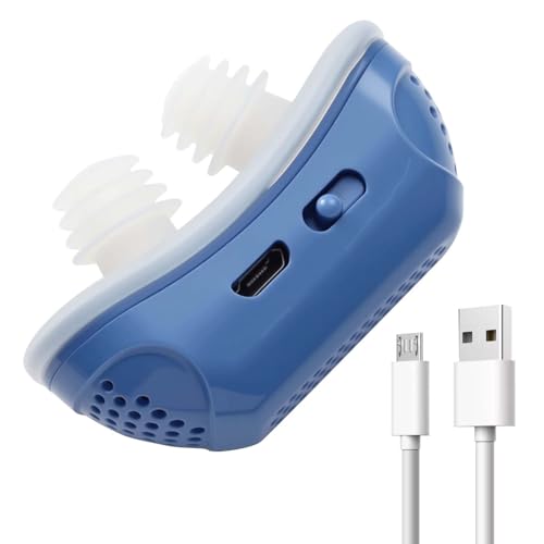 Sleep Apnea Devices for Anti Snoring Micro CPAP Anti Snoring Electronic Device Portable Lightweight Stop Snore Maskless Aid Machine with Dual Vortex Airflow for Home Travel All Nose Shapes (Blue)