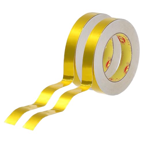 Image of PATIKIL Heat Shield Tape, 2 Rolls 0.8 Inch x 164FT Heat Reflective Adhesive Foil Tape Thermal Barrier Foil Cool Tape Heat Resistant Tape for Hose Car, Gold