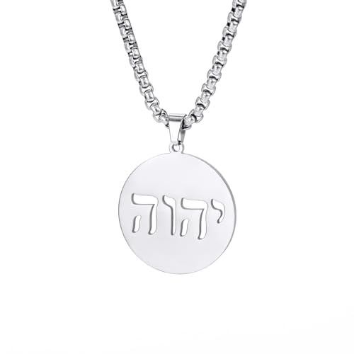 EUEAVAN Hebrew Necklaces Judaism Religion Faithchai Necklace Jehovah Pendants Hebrew Bible God Names Jewelry Hanukkah Israel Amulets Gifts Women Men