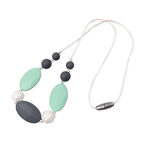 TYRY.HU Bébé Collier de Dentition Pour Maman à porter silicone anneau de dentition BPA gratuit de qualité alimentaire jouets de dentition à croquer perles pour l'allaitement allaitement (Gris)