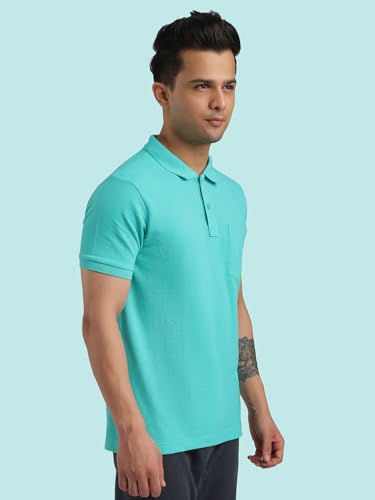 Image of Rupa Bumchums Men Super Combed Cotton Solid Half Sleeve Club Collar Polo Regular Fit T-Shirt with Chest Pocket