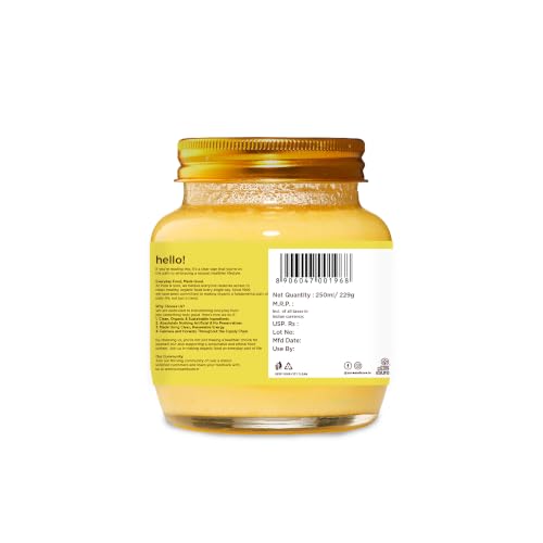 Image of Pure & Sure Organic A2 Desi Ghee 250 ML | 100% Pure Cow Ghee | Made by Traditional Bilona Method | Curd-Churned | Natural Immunity Booster & Other Benifits (Glass Jar)