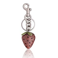 Silver Keyring-sparkle Pink Strawberry