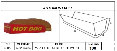 Envase Automontable Cajita Hot Dog - Bandejitas Hot Dog 100 Unidades - Perrito Caliente 100uds