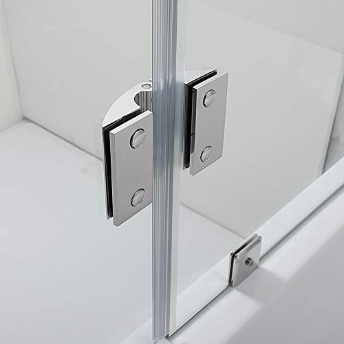 Woodbridge Mtdb4958-B, Frameless Hinged Bathtub Shower, 5/16" Tempered Panel, 48" W X 58" H Tub Glass Door In Brushed Nickel Finish, Include Support Bar, 49" X 58" #TOP5