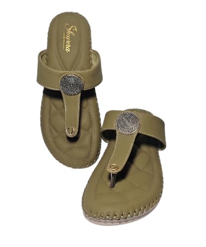 Image of Comfortable Synthetic Leather Sandals for Women and Girls | Thong Strap Casual Open Toe Flat Footwear for Daily Outings | Durable Everyday Footwear