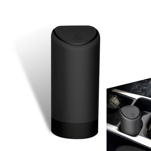 Image of Pack-1 Car Trash Can with Lid, Embedded Design, Waterproof Durable Vehicle Storage Accessories, Universal 6.29In x 2.55In Portable Leakproof Integrated Automotive Trash Can (Black)