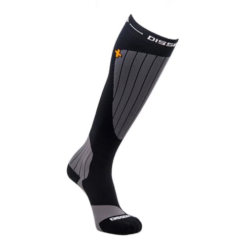 Dissent Men's GFX Compression Genuflex Seamless Toe Warm Breathable Skiing Winter Sports Over-The-Calf Socks, Black