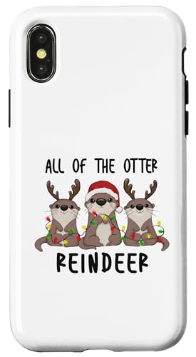 Carcasa para iPhone X/XS Todo el reno nutria, lindo juego de palabras de nutria animal de Navidad