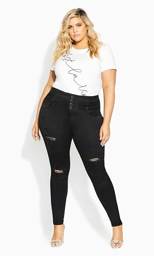 City Chic Women's Plus Size Jean - Asha Rip Corset4