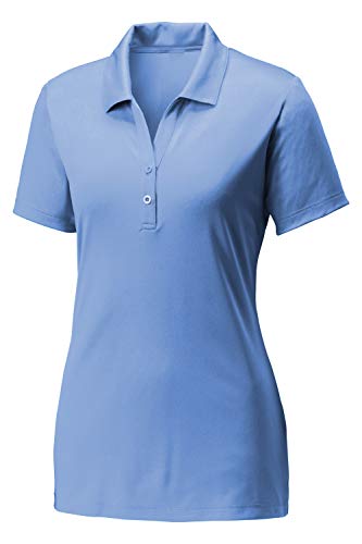 Clothe Co. Women's Moisture Wicking Short Sleeve Performance Polo, Carolina Blue, S