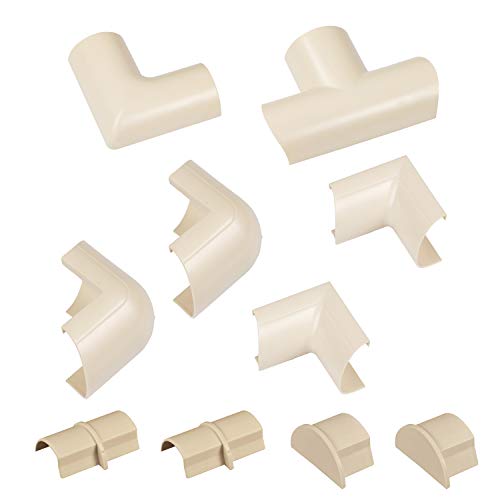 Image of D-Line Cable Raceway Clip-Over Accessories | Join Multiple Channels of D-Line Cord Covers | Coupler and Connector Multipack (Medium (Mini), Beige)