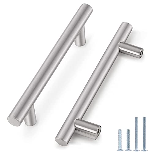 Image of Probrico 4 Inch /102mm Brushed Nickel Cabinet Pulls Round Tube Bar Drawer Handles, Modern Dresser Pulls Stainless Steel Cabinet Handles for Kitchen Cupboard, 12 Pack