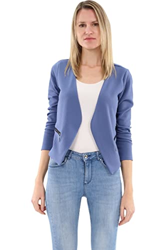 Malito - Blazer à manches longues pour femme - Blazer en jersey uni - Veste courte basique - Blazer de survêtement avec fermeture éclair - Poche - Veste...
