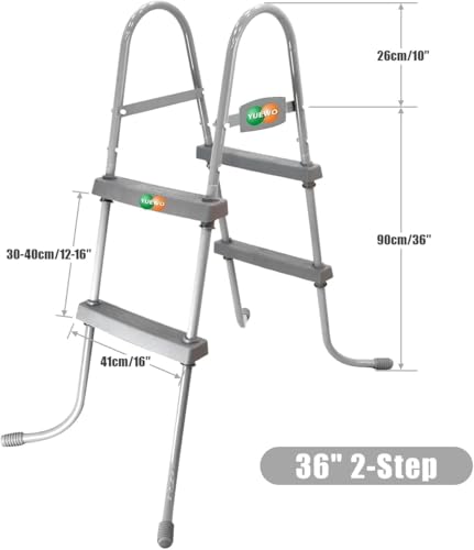 Escalera para piscina 2 pasos con marco de acero miniatura 3