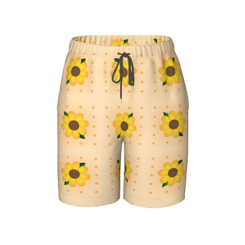 Golden Sunflower Youth Beach Pants, Soft and Breathable, with Drawstring Waist, Suitable for Sports and Leisure.