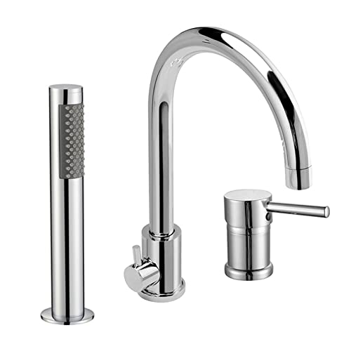 Douche haute pression pour baignoire avec robinet de montage de pont à col de cygne durable chrome