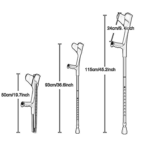 Muleta de antebrazo, Plegable de Aluminio, con Altura Ajustable for Adultos,Muletas para antebrazos