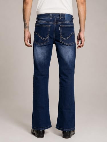 Image of Men's Bootcut Denim Pants || Men's Bell Bottom Jeans || Wide Leg Flared Jean's for Men || High Waist Stretchable Retro Fit || Cotton Jean for College Casual