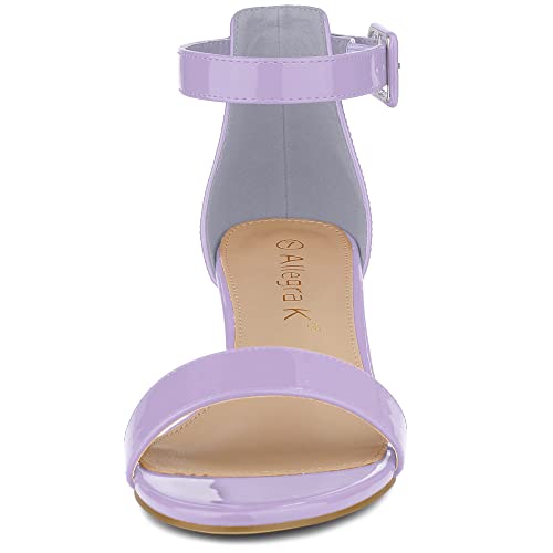 Allegra K Women's Open Toe Low Block Heel Ankle Strap Purple Sandals 7.5 M US2