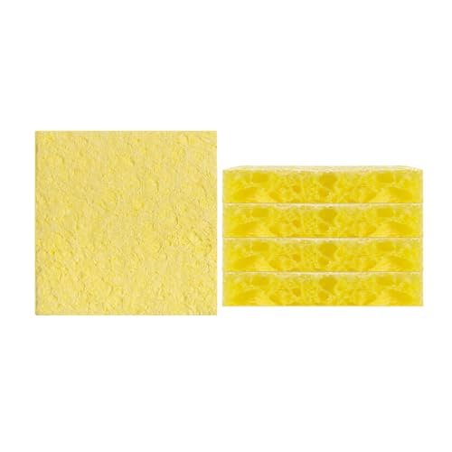 Image of 10 Pcs Soldering Iron Cleaning Sponge, 5 x 4 cm Square Replacement Solder Sponge High Temperature Sponges Solder Tips Cleaning Pads Sponges Soldering Accessories (Yellow)