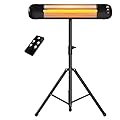Cofiyard Outdoor Indoor Electric Patio Heater, Infrared Heater 1500w Garage with Remote Control, Patio Heaters for Outdoor Use with Tripod or Wall Mounted 24H Timer Heating