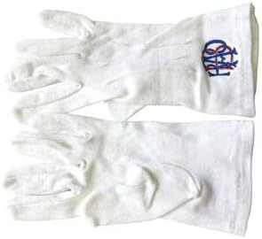 RAOB Red Blue Machine Embroidery White Cotton Gloves