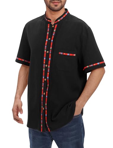 Men's Cuban Guayabera Shirts 2-Pack - Short Sleeve Button Down, Royal & Red, Comfort Fit - View #6