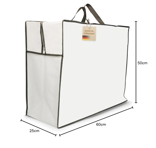 PROCAVE Tasche für Bettwäsche - Aufbewahrungstasche für Bettdecken und Kissen - Schutztasche für Bettzeug - Tragetasche für Kopfkissen - (60cm x 50cm x 25cm)