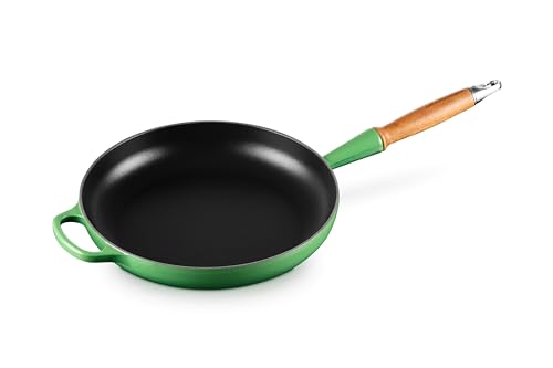 Le Creuset Sartén Signature con mango de madera de hierro fundido, 28 cm, 2, 6 L, Bamboo, 20258284080422