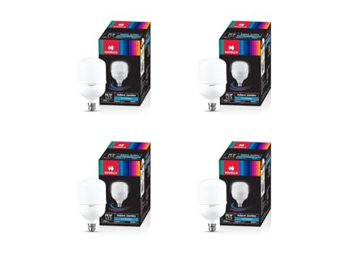 Image of Havells 30W High Wattage Led Bulb | High CRI & High Efficiency | Energy Efficient | Mercury-Free | 4KV Surge Protection | 100 Lumens Per Watt |Cool Day Light (6500K) B22D (Pack Of 4)