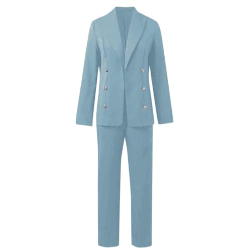 Pant Suits for Women Dressy 2 Piece Blazer and High Rise Straight Leg Pants Sets Business Casual Office Outfits4
