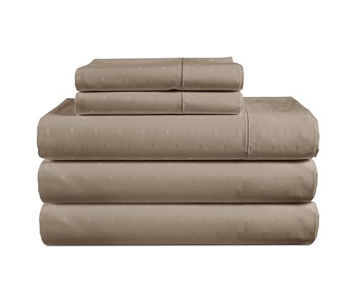 Image of LANE LINEN Split King Sheets Sets for Adjustable Bed Sateen Weave - Taupe | Split King Sheets - 5-Piece Set, For Guests And Everyday Use, For A Silky Hotel-Style Bed, Made For Adjustable Beds