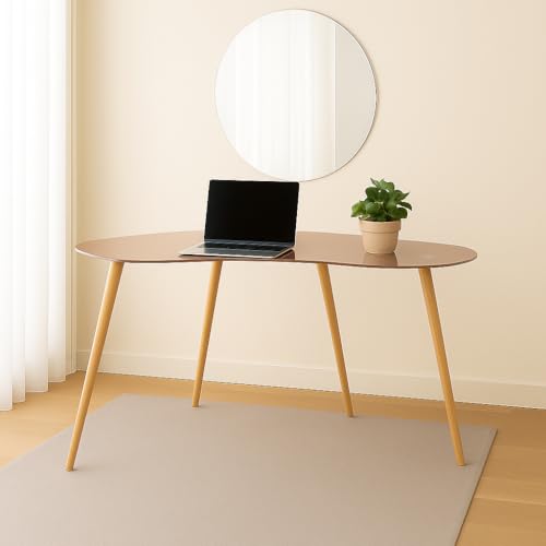 Tavolo da scrivania marrone con piano in vetro e gambe effetto legno rovere segato, 120 x 60 x 74 cm, design moderno ed elegante