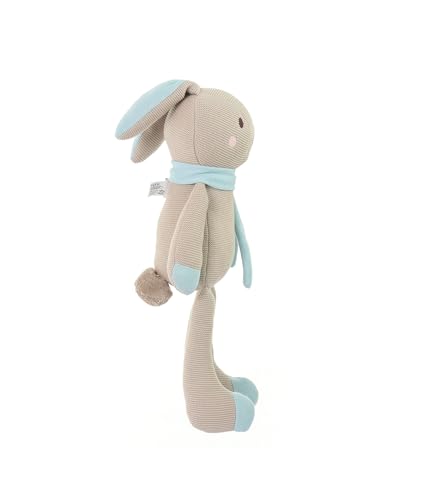 Image of Pluchi Berry Bunny Knitted Cotton Soft Toy, Kids Snuggle Companion, Harmful Substances Free (Pale Whisper & Baby Blue)