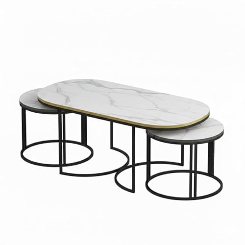 Image of Coffee Table Centre Table (Black White, 3IN1)