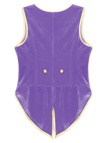 Moily Kids Boys Velvet Vintage Medieval Vest Victorian Renaissance Steampunk Tailcoat Button Down Waistcoat Top4