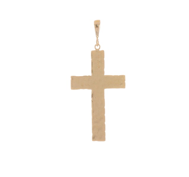 10k Yellow Gold INRI Crucifix Pendant - 34mm Religious Necklace Charm With 5mm Bail