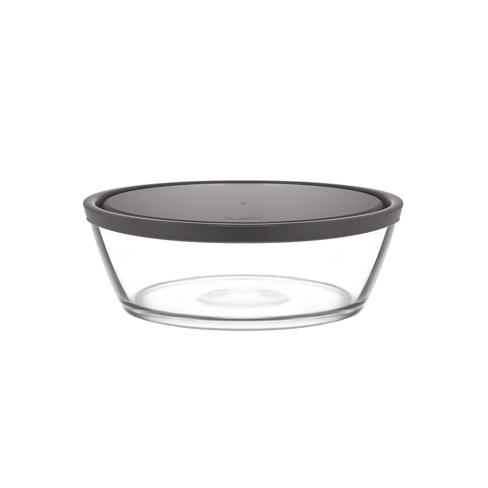 Lav Vega Cam Saklama Kabı Tekli Ekstra Büyük 2370 Ml Yuvarlak Gri Plastik Kapaklı