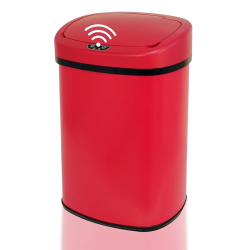 Papelera Automática de Cocina 13 Galones Acero Rojo