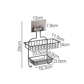 Cheet enterprise 2 Layer Multipurpose Kitchen Bathroom Shelf Wall Holder Storage Rack Strong Magic Sticker Shower Rack Shelf(Multicolor Pack of 1) 1