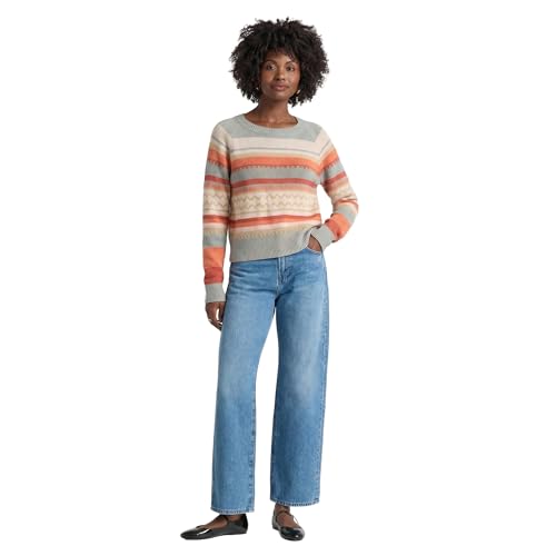 Pendleton Womens Raglan Cotton Graphic Sweater 100% Peruvian Cotton Classic Crewneck Soft Knit Pullover - Rust/Blue Multi - Medium