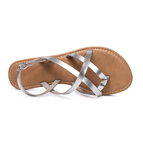 Image of Huayuanwell Women's Gladiator Flat Sandals Fisherman Strappy Sandals Ankle Strap Sandals