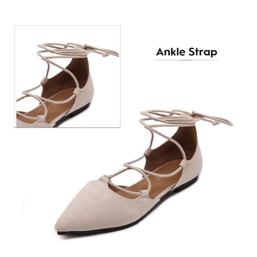 YIBLBOX Womens Sandal Pointy Toe Ankle Strap Wrap Ballet Flats Lace Up Wedding Party Sandals3