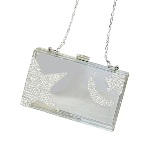 Sac de fête pour femmes avec sangle de chaîne amovible et boîte à strass en acrylique transparent