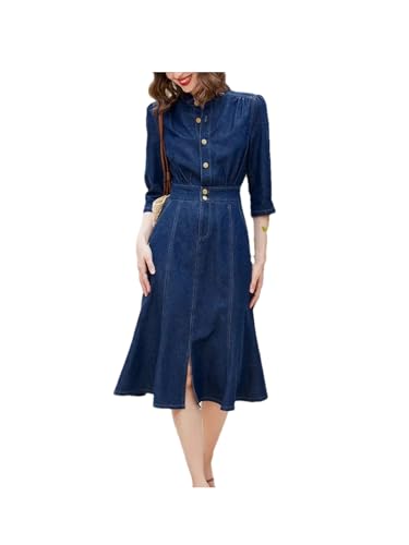 Robe queue de poisson en denim ajustée au style rétro chic